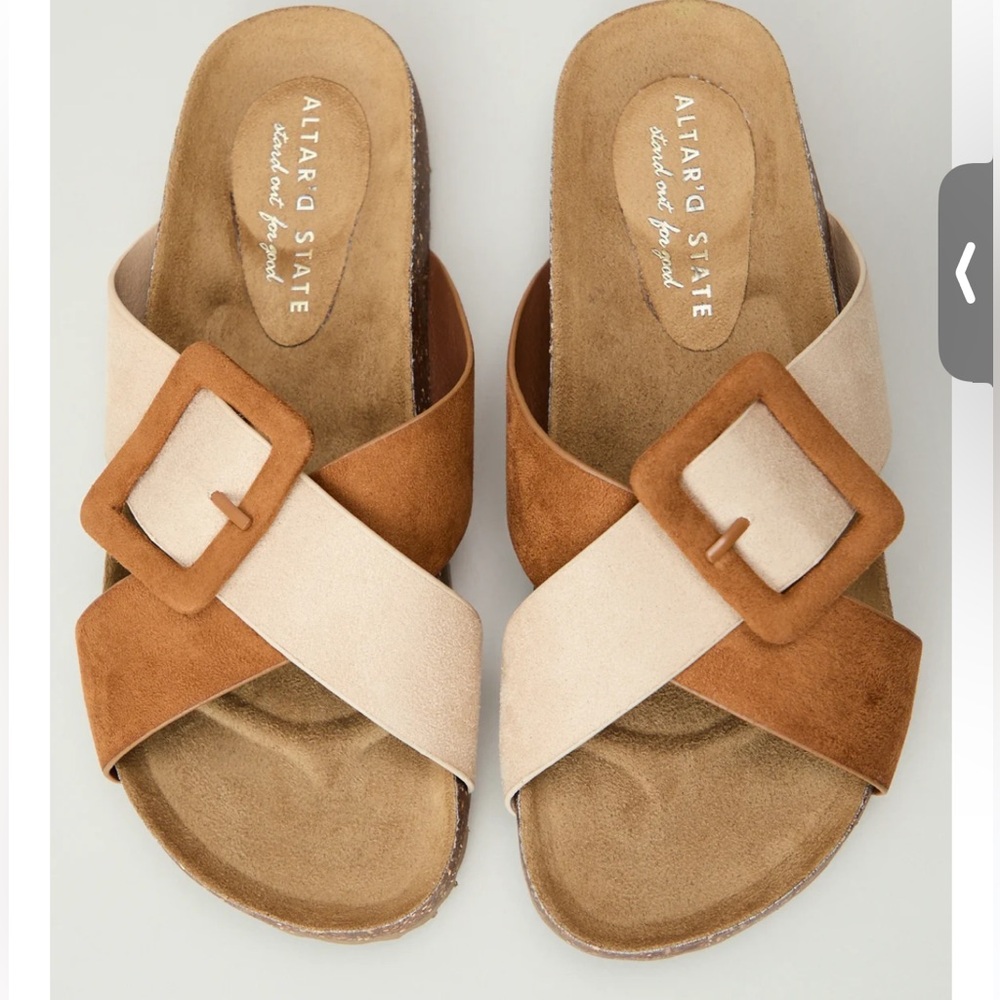 Altar'd State Suede Slide Sandles - Picture 2 of 10